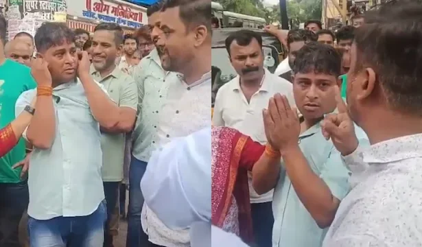 Virar Auto Driver Assault scene with crowd attacking driver over anti-Marathi remarks