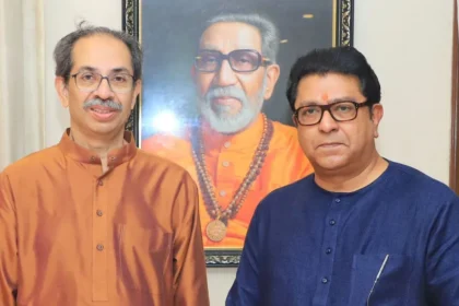 Uddhav and Raj Thackeray reunion at Matoshree with Bal Thackeray’s portrait in the background